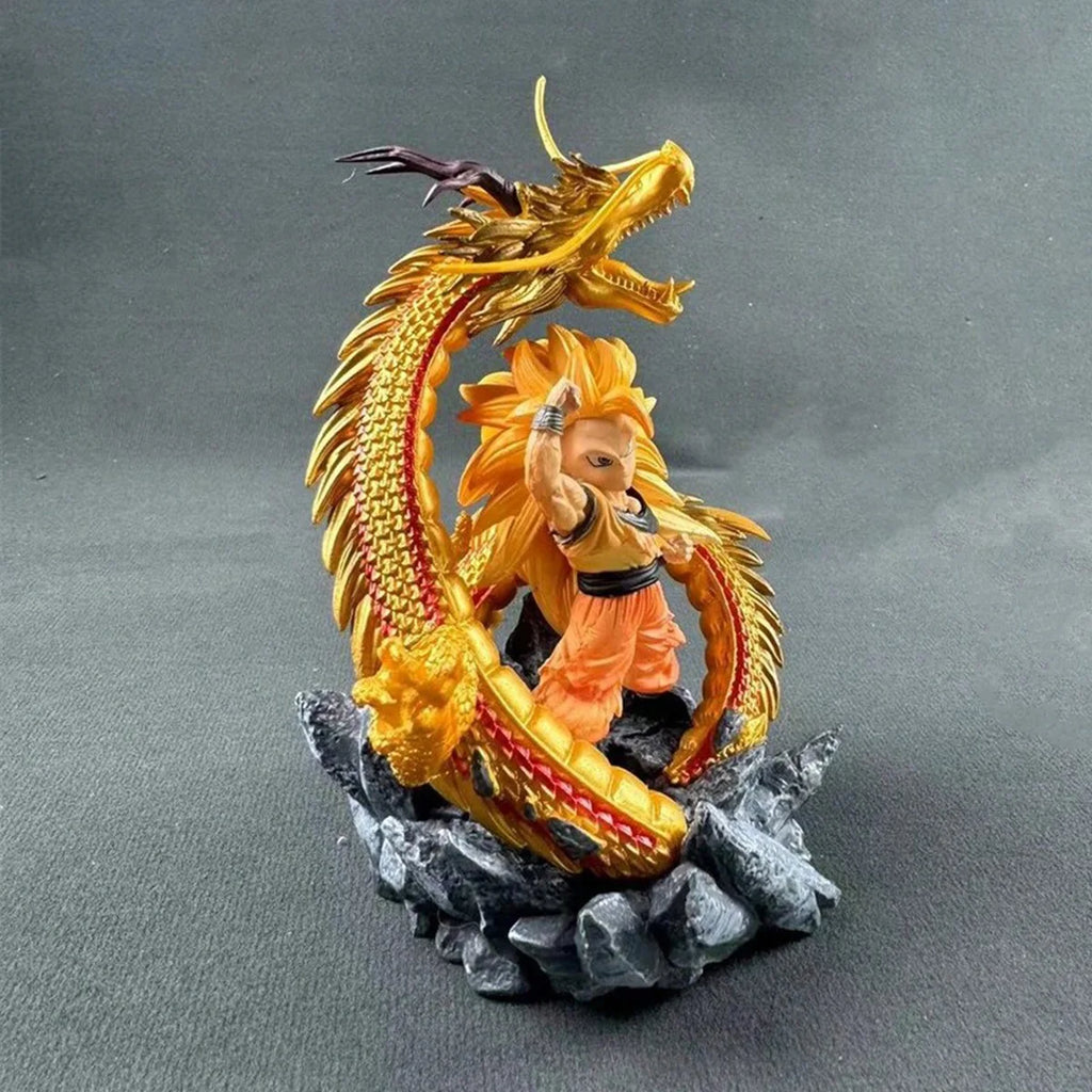 Q Version Dragon Ball Z Figure Ssj3 Goku Action Figures Dragon Fist Explosion 14CM PVC GK Statue Collectible Model Toys