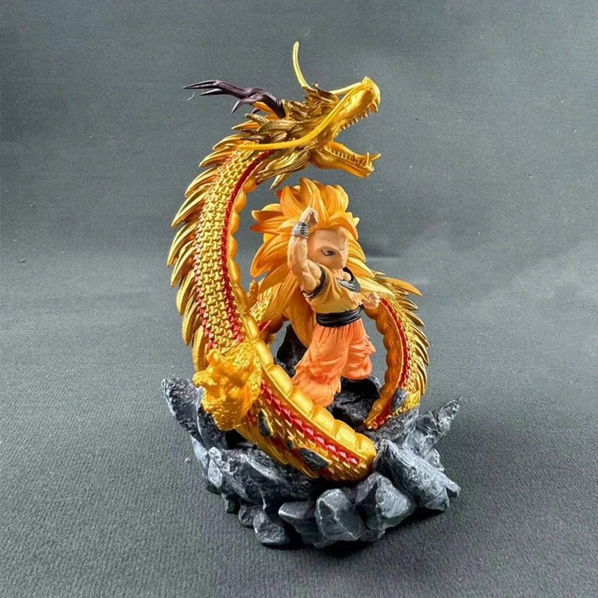 Q Version Dragon Ball Z Figure Ssj3 Goku Action Figures Dragon Fist Explosion 14CM PVC GK Statue Collectible Model Toys