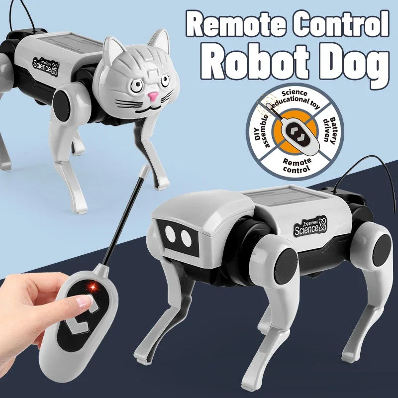 Robot RC per bambini, telecomando, meccanico, giocattolo per cani, insegnamento delle scienze, modello di assemblaggio fai da te, set elettrico, giocattoli per ragazzi, regalo per bambini