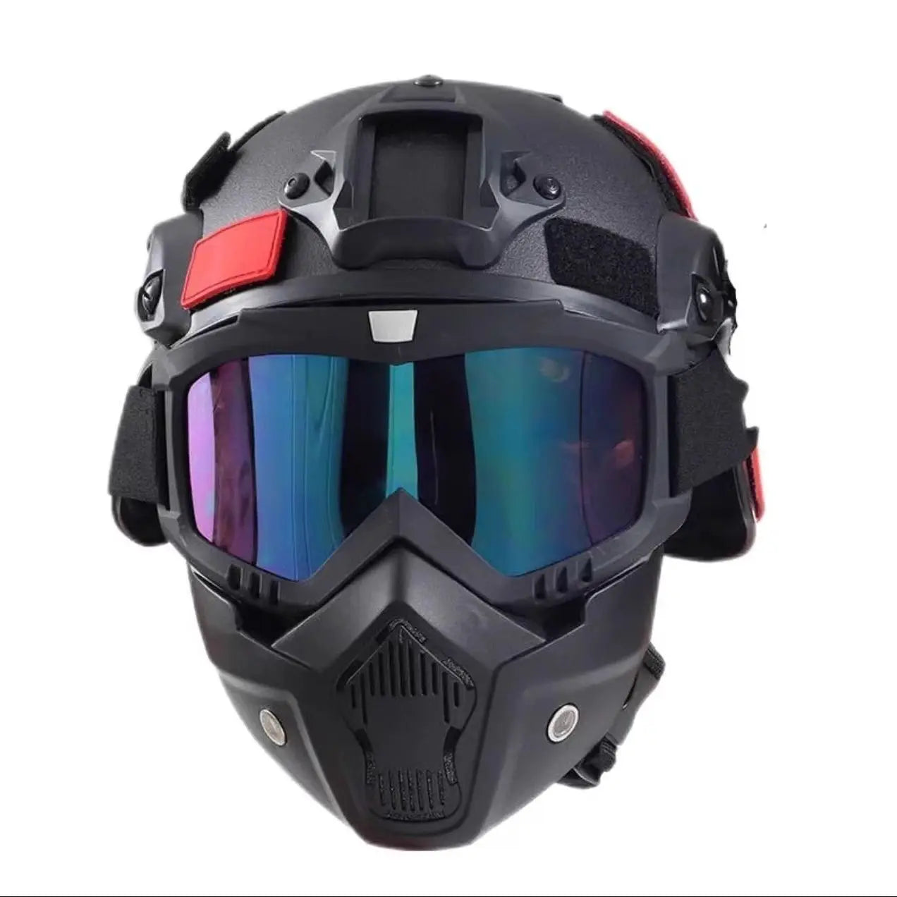 Set di caschi militari tattici: casco da combattimento integrale con maschera e occhiali, resistente per softair, allenamento e appassionati all'aperto