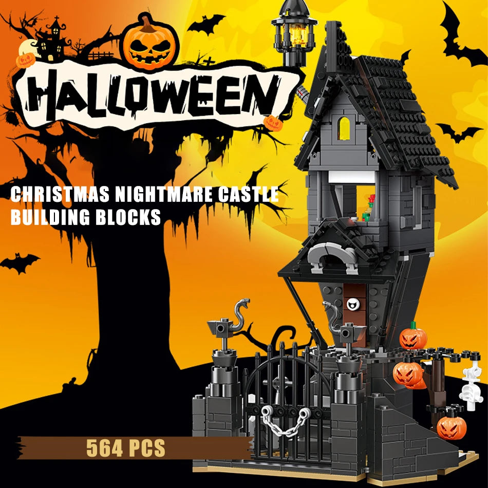 MOC Christmas Nightmare Castle Model Building Blocks Jack's House Architecture Bricks Toys Halloween Decoration Kids Xmas Gifts