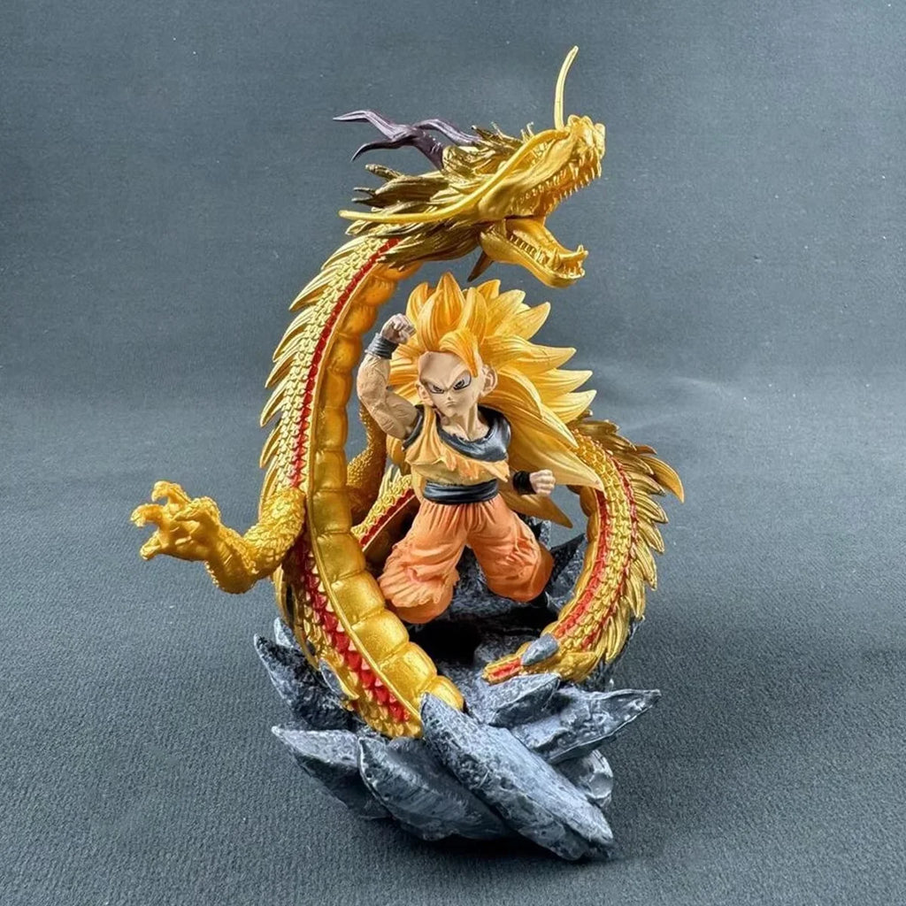 Q Version Dragon Ball Z Figure Ssj3 Goku Action Figures Dragon Fist Explosion 14CM PVC GK Statue Collectible Model Toys