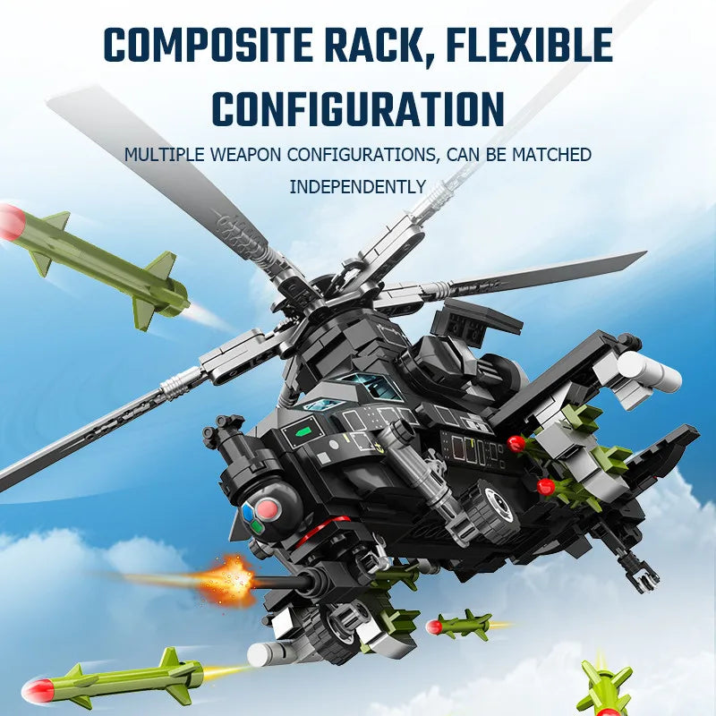 SEMBO 732 pz WZ-10 elicottero assemblaggio blocchi di costruzione MOC aereo armato aereo soldati modello mattoni ragazzi giocattoli regali per adulti