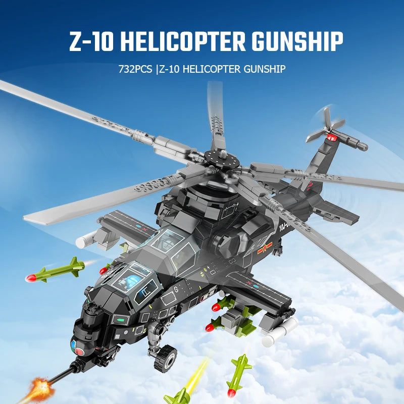 SEMBO 732 pz WZ-10 elicottero assemblaggio blocchi di costruzione MOC aereo armato aereo soldati modello mattoni ragazzi giocattoli regali per adulti