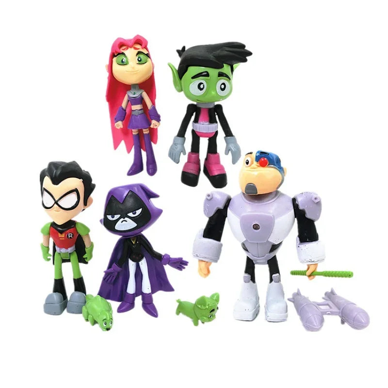 7 anime movie Teen Titans Beast Boy Steel Bones Starfire Raven hand puppet children's toys birthday Christmas gift handmade doll