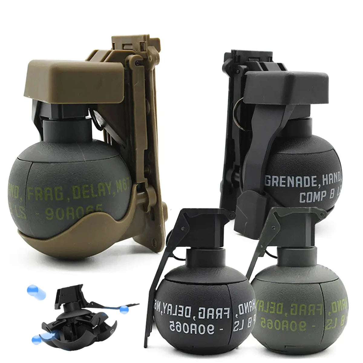 Granata Giocattolo Modello con Anello di Attivazione e 1 Sacchetto di Munizioni, Giocattolo Tattico per Airsoft e Paintball, Divertente per Adulti, Gioco all'Aperto CS A7