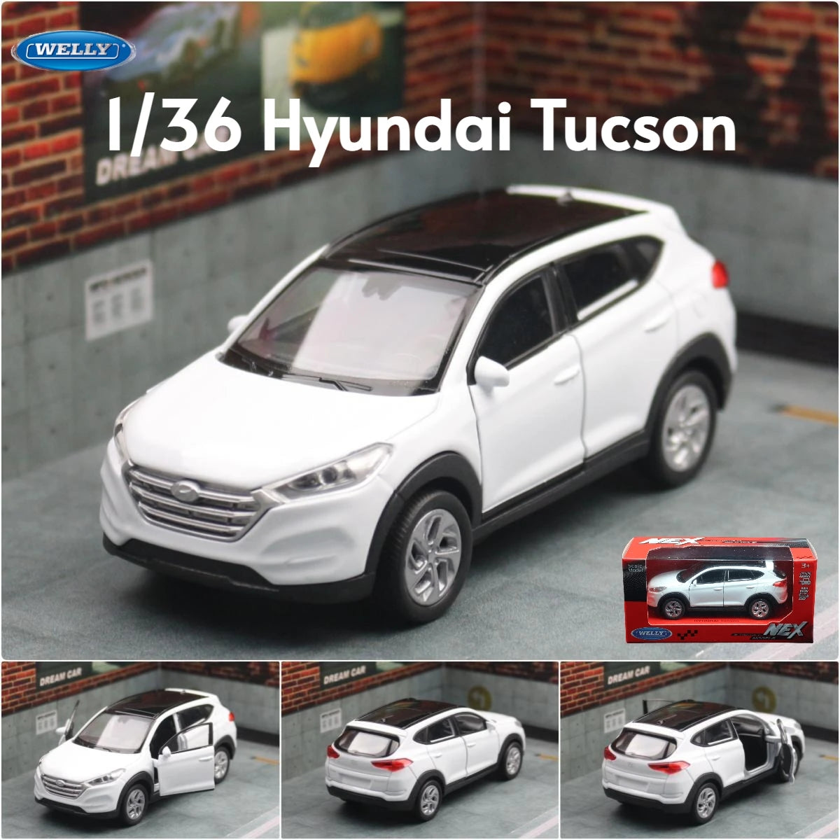 1/36 Hyundai Tucson SUV giocattolo modello di auto Welly pressofuso in lega veicolo in miniatura tirare indietro collezione regalo per bambini ragazzi capretto