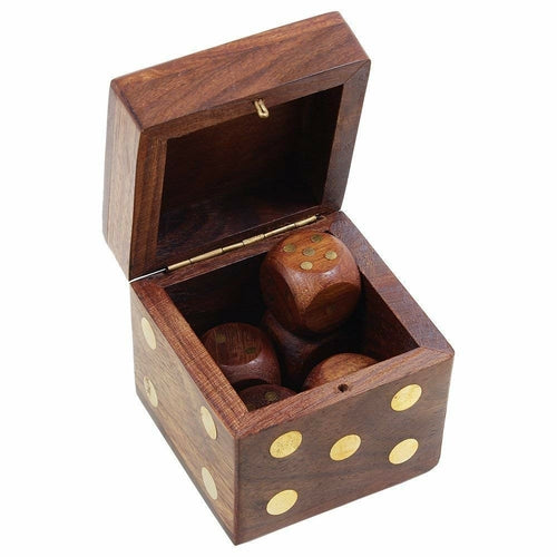 Wooden Ludo Dice with Box Set of 5 Dices Casino Ludo Snake Ladder Game