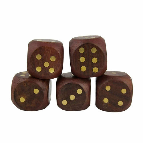 Wooden Ludo Dice with Box Set of 5 Dices Casino Ludo Snake Ladder Game